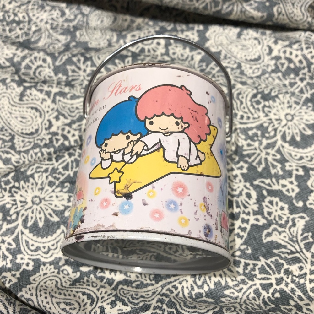 Sanrio Little Twin Stars metal pail bank 1985 - Picture 1 of 7